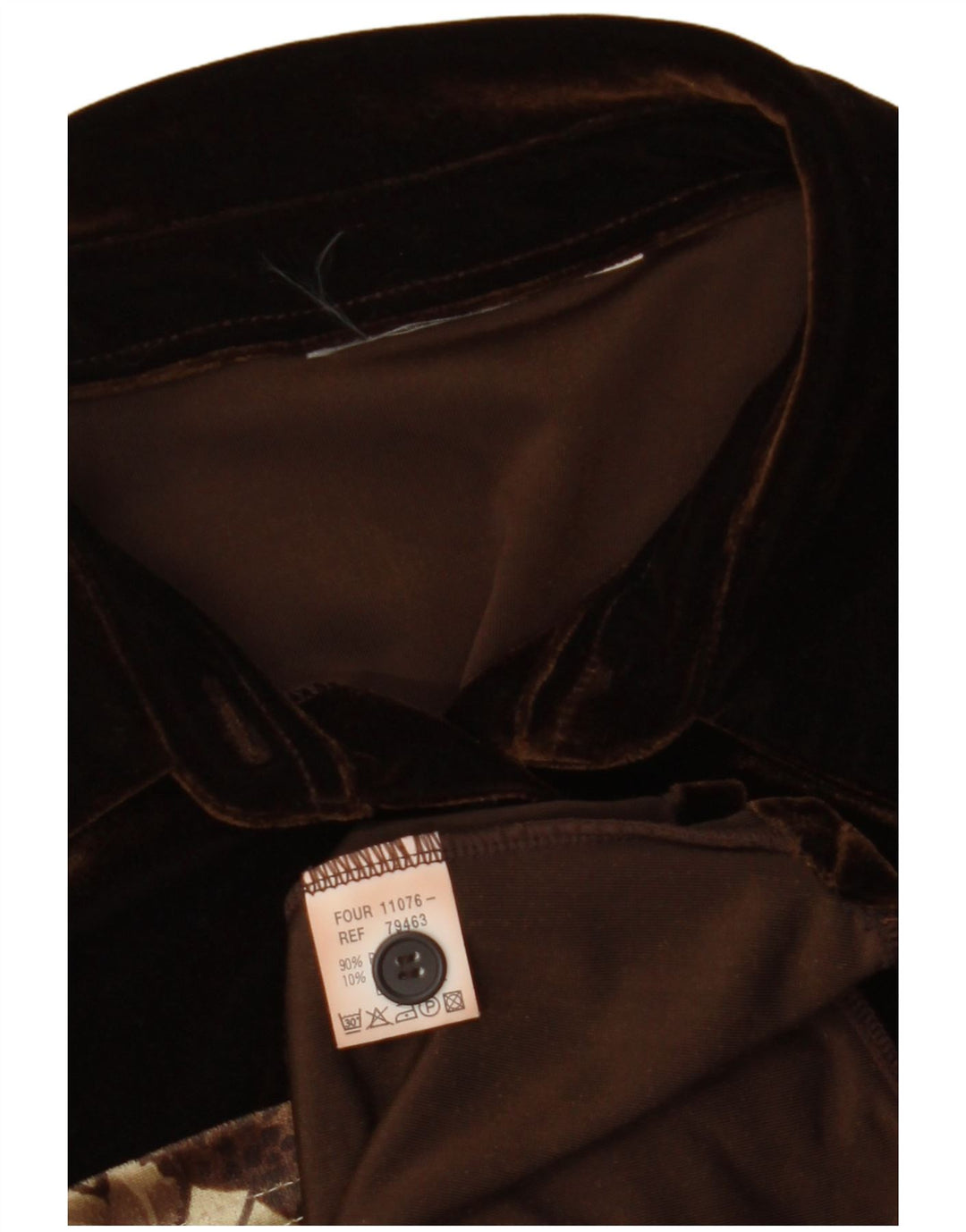 ВИНТАЖНАЯ Женская велюровая блузка-рубашка без рукавов, Великобритания 12, средний коричневый цвет с цветочным принтом