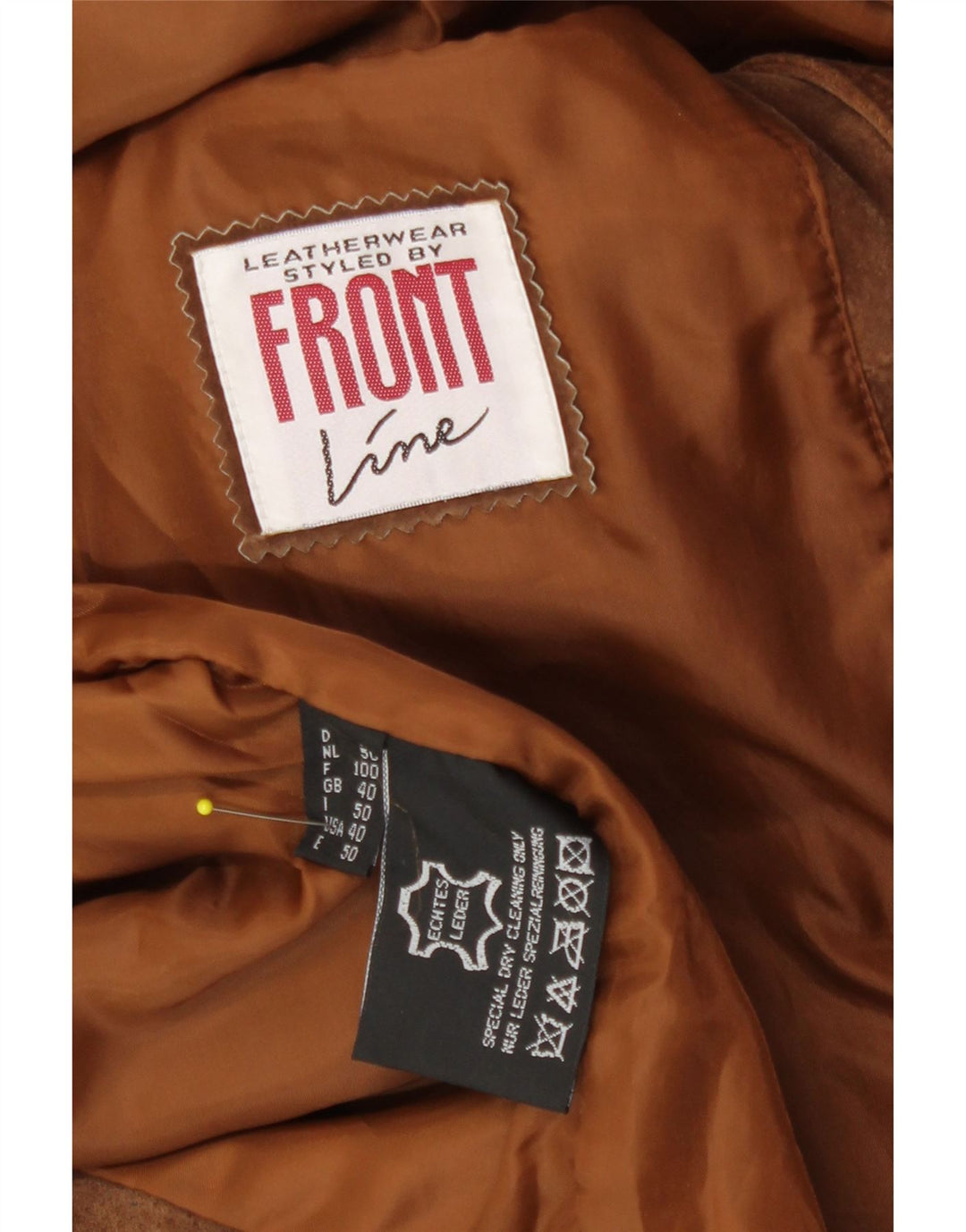 Мужской замшевый жилет Front Line UK 40, средний коричневый кожаный