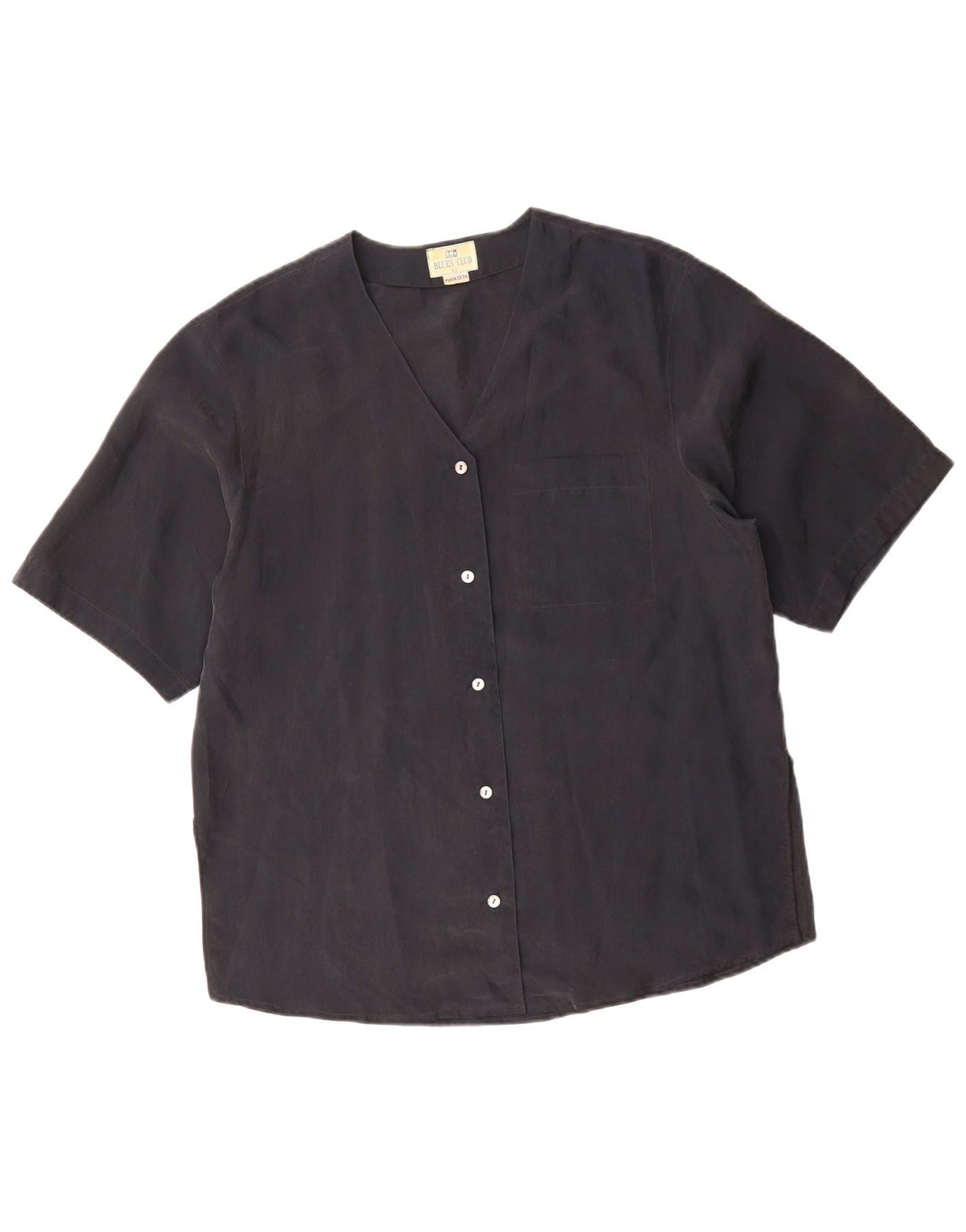 Женская блузка-рубашка с коротким рукавом BLUE CLUB IT 42, средний черный шелк