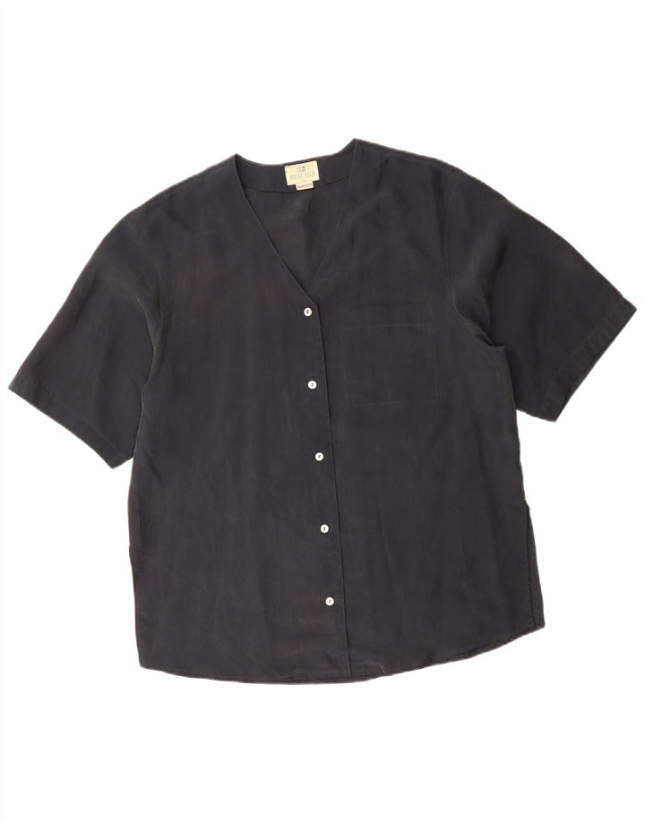 Женская блузка-рубашка с коротким рукавом BLUE CLUB IT 42, средний черный шелк