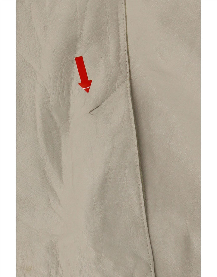 VINTAGE Womens Leather Jacket IT 48 XL Off White Leather Vintage Vintage and Second-Hand Vintage from Messina Hembry 