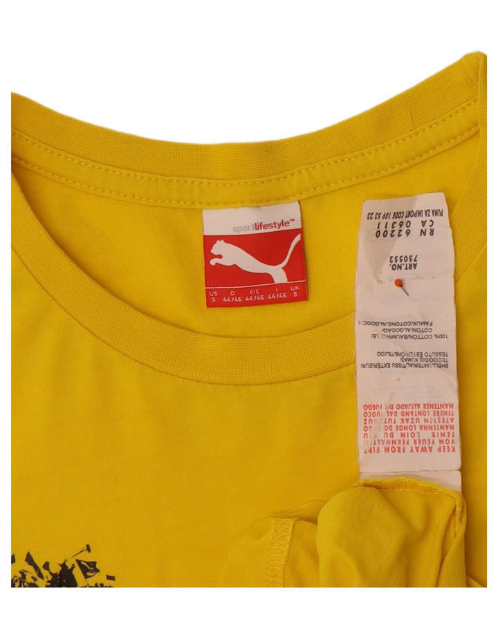 PUMA Mens Graphic T-Shirt Top Small Yellow Cotton Vintage Puma and Second-Hand Puma from Messina Hembry 