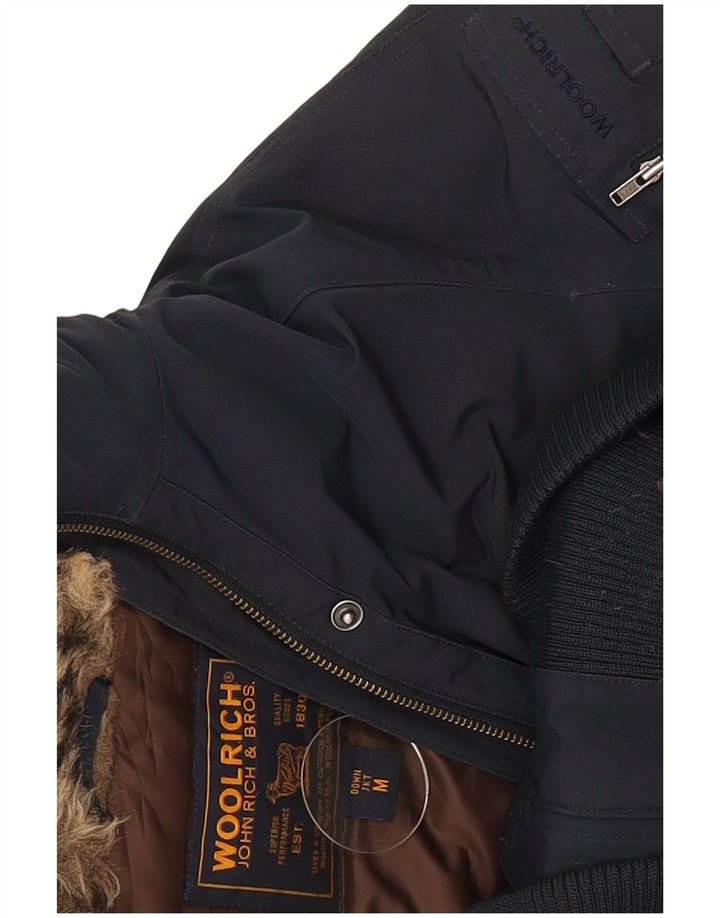 Женская стеганая куртка Woolrich с капюшоном UK 12, средний темно-синий хлопок