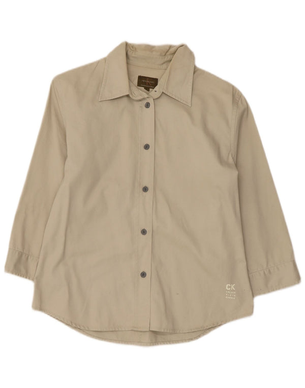 Женская рубашка с рукавом 3/4 Calvin Klein Jeans UK 14, большой зеленый хлопок