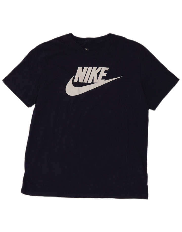 Мужская футболка с рисунком Nike, большой темно-синий хлопок
