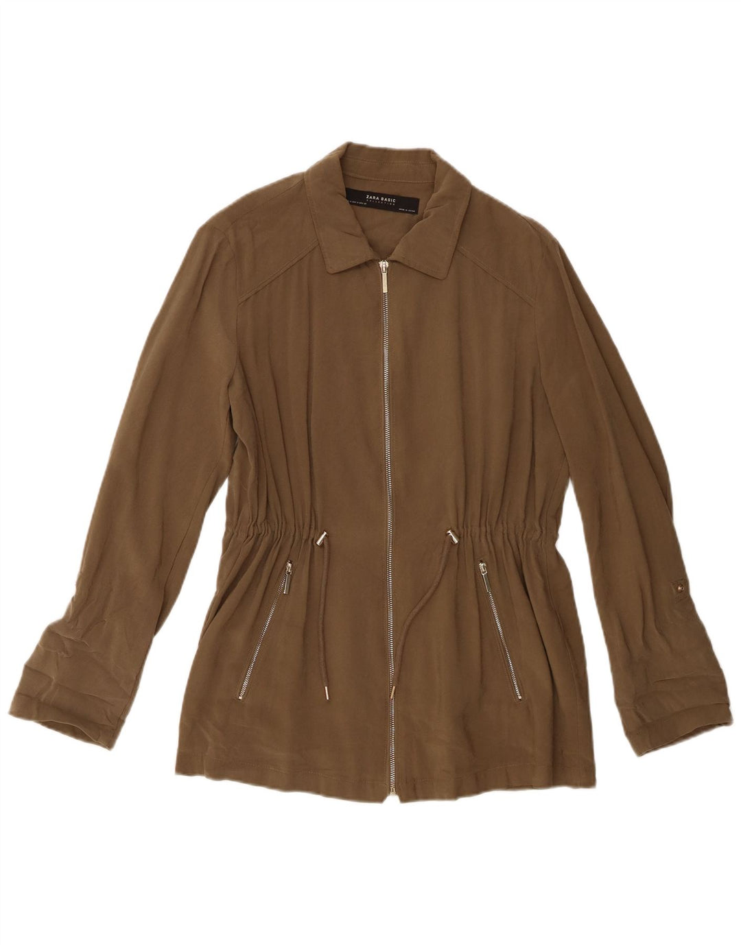 Женский бомбер Zara UK 14, средний хаки, вискоза