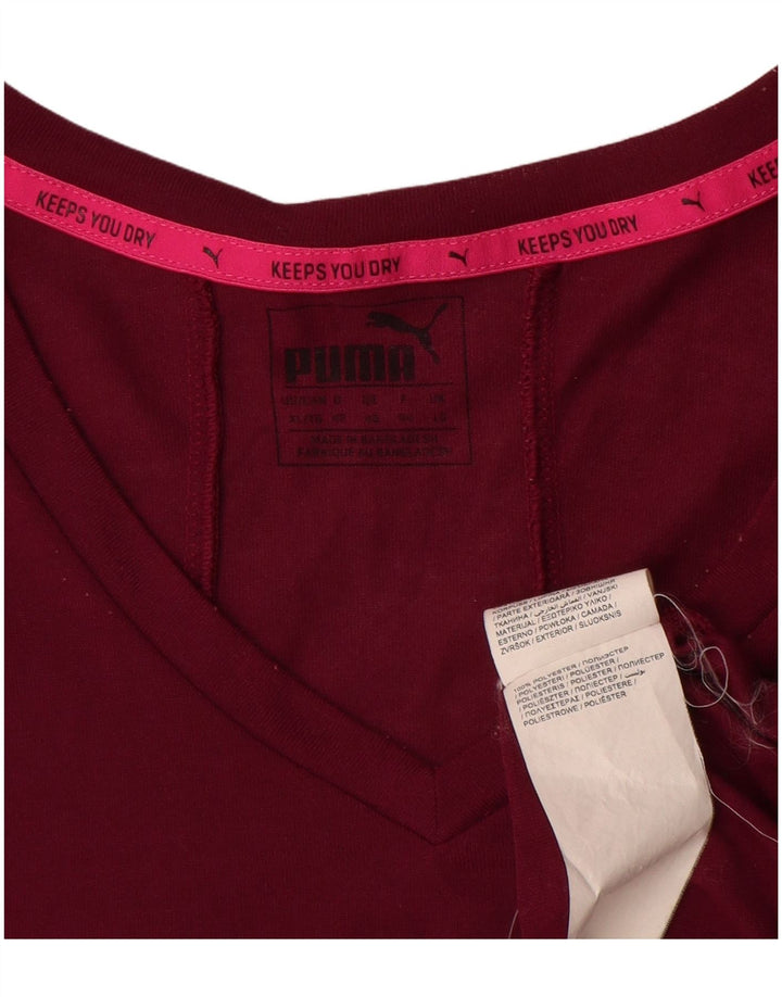 Женская футболка Puma Top UK 16, большой бордовый полиэстер