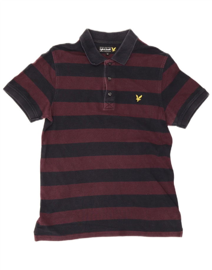 Мужская рубашка-поло Lyle & Scott, хлопок в фиолетовую полоску среднего размера