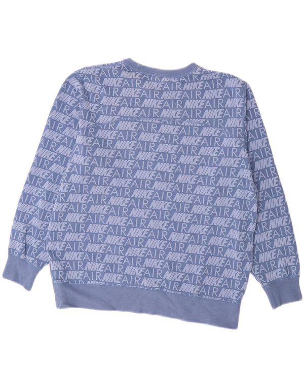 Женский джемпер большого размера с рисунком NIKE UK 14, хлопковый средний синий цвет