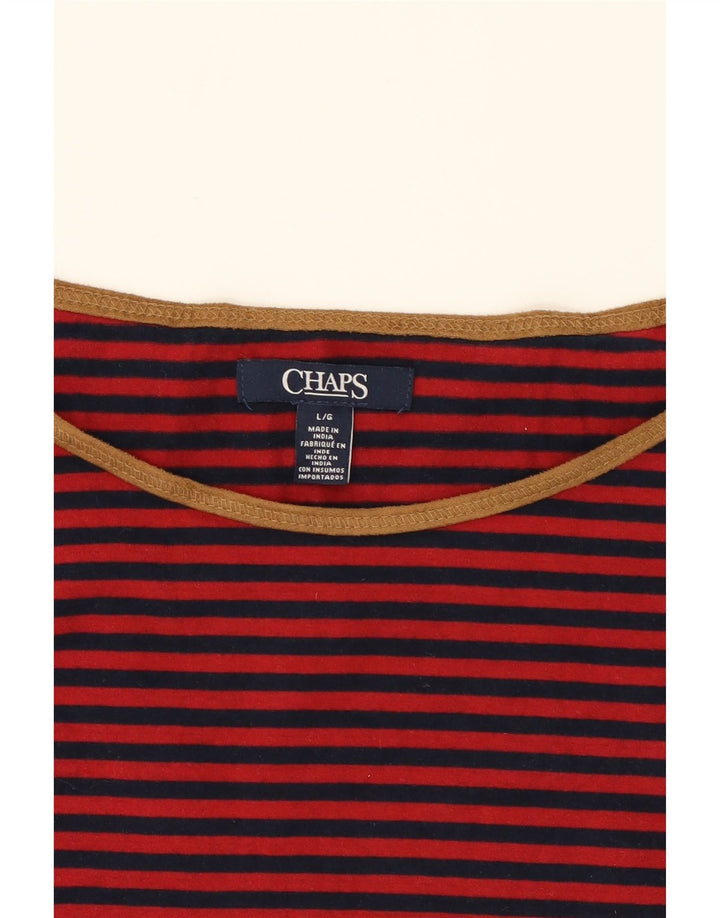 CHAPS Womens Top 3/4 Sleeve UK 14 Large Red Striped Cotton Vintage Chaps and Second-Hand Chaps from Messina Hembry 