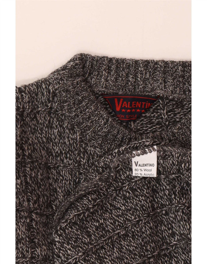 Мужской джемпер с круглым вырезом Valentino, большой серый шерстяной свитер