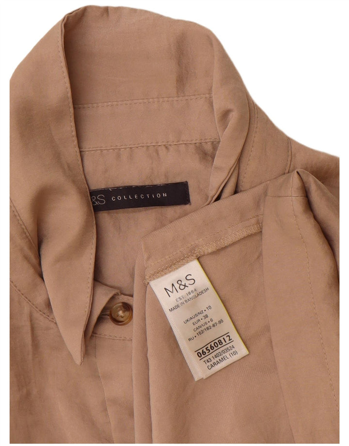 Женская блузка-рубашка с коротким рукавом Marks & Spencer UK 10, маленькая коричневая