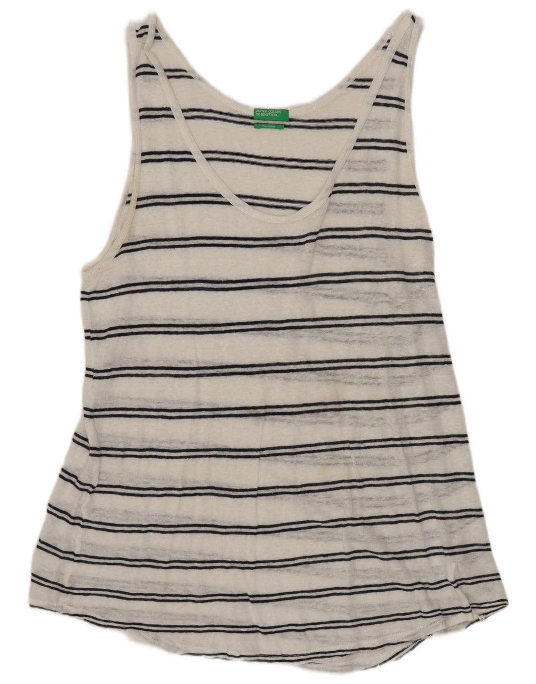 Женская блузка без рукавов Benetton, Великобритания, 18 XL, льняная белая полоска