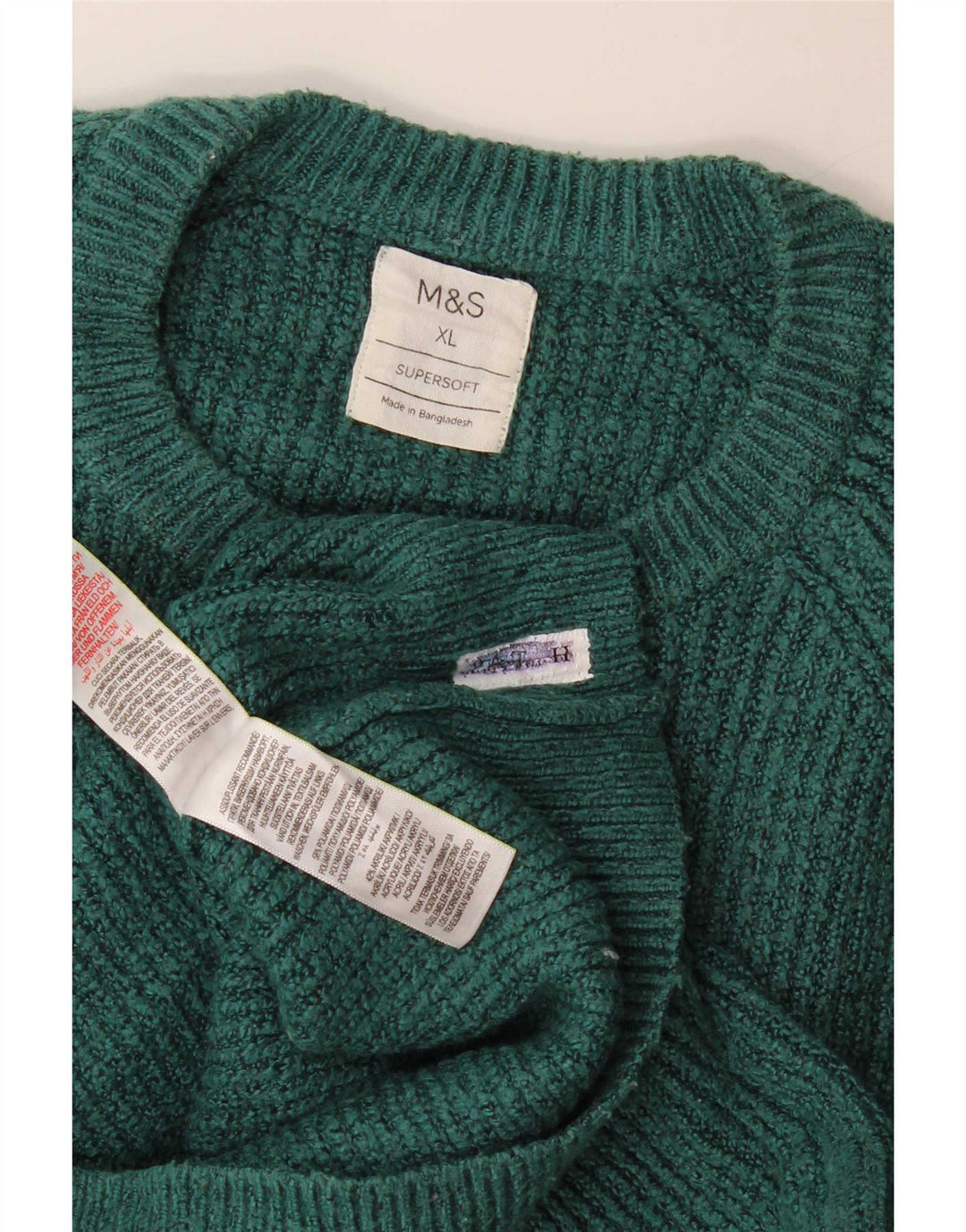 Мужской джемпер с круглым вырезом Marks & Spencer XL, зеленый полиамид