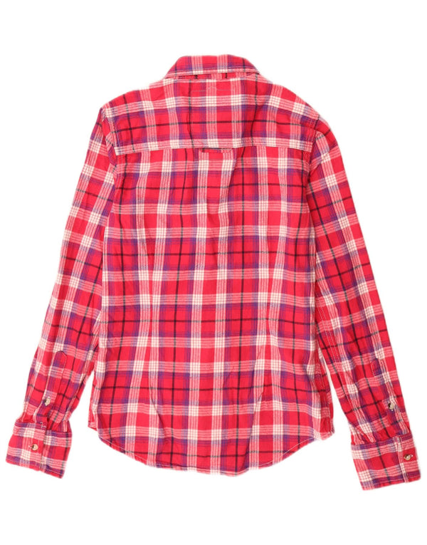 Женская фланелевая рубашка Superdry UK 6 XS, хлопок в розовую клетку