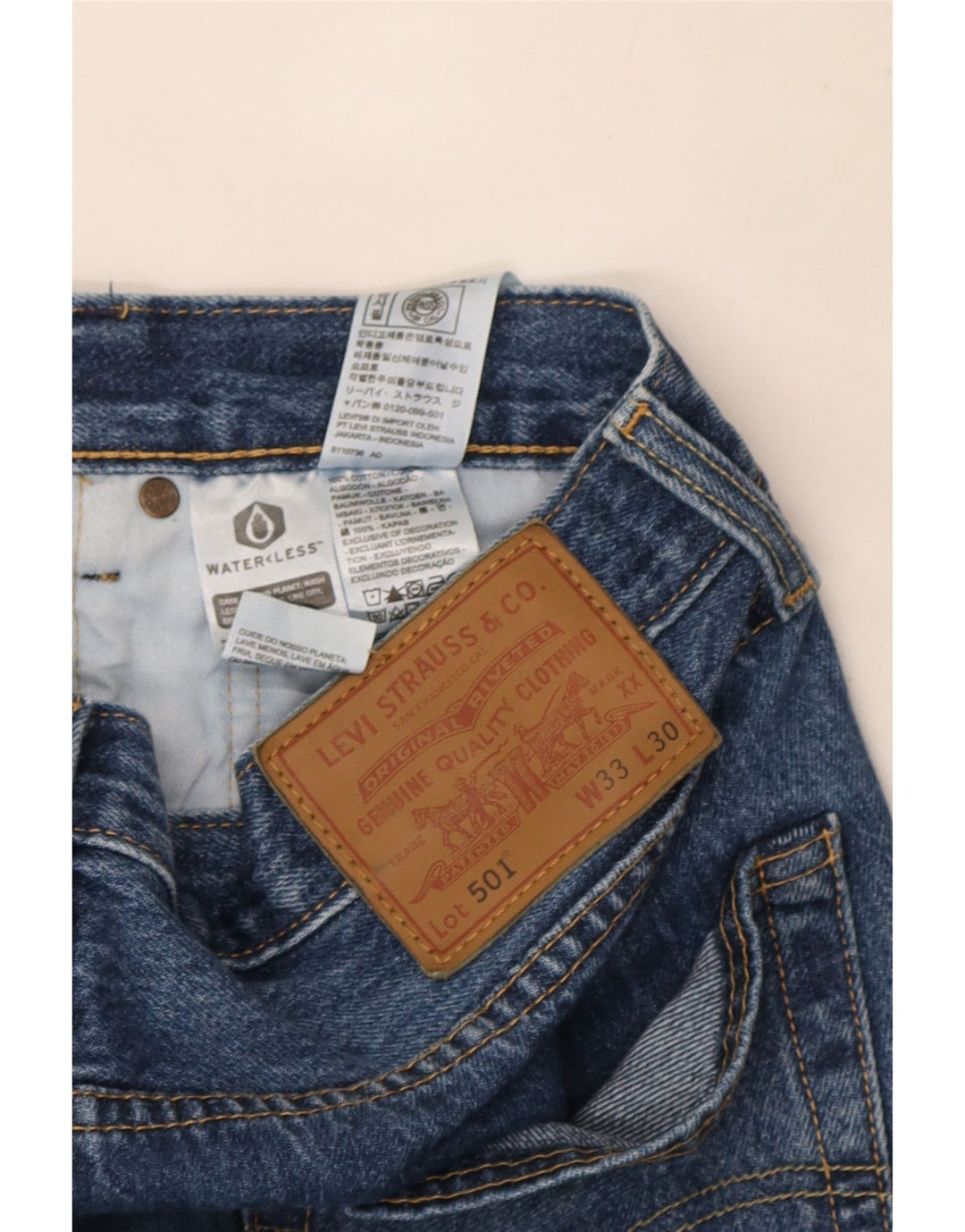 Мужские прямые джинсы Levi's 501 W33 L30 синие, хлопок