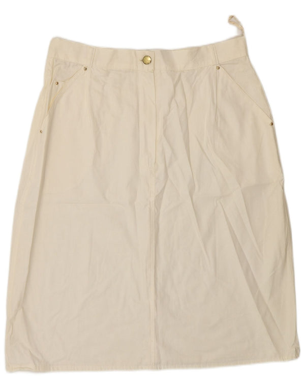 Винтажная женская прямая юбка с завышенной талией IT 48 XL W30 Белая