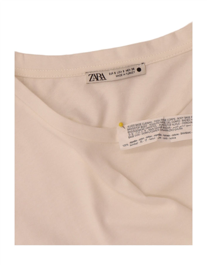 Женская блузка Zara Top UK 10, маленький размер, белый хлопок
