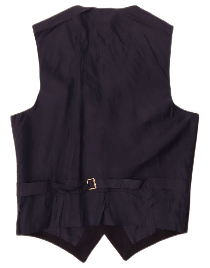 Винтажный мужской жилет маленький темно-синий в полоску