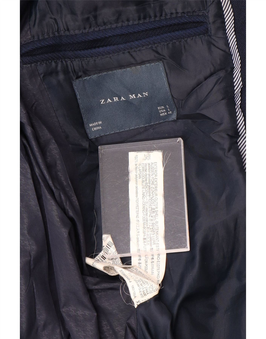 Мужское пальто ZARA UK 40, большое темно-синее полиэстер