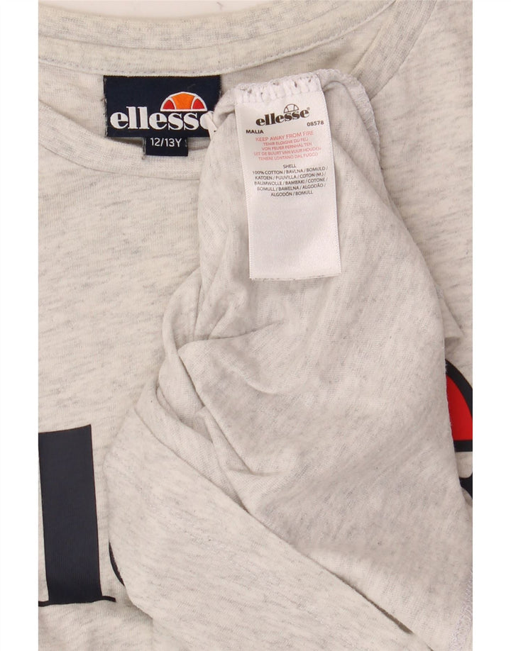 Футболка ELLESSE с рисунком для девочек, топ 12–13 лет, серый хлопок с крапинками