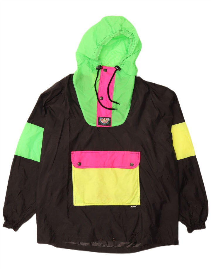 Мужская куртка-анорак K-WAY с капюшоном UK 40, большая черная, полиамид с цветными блоками