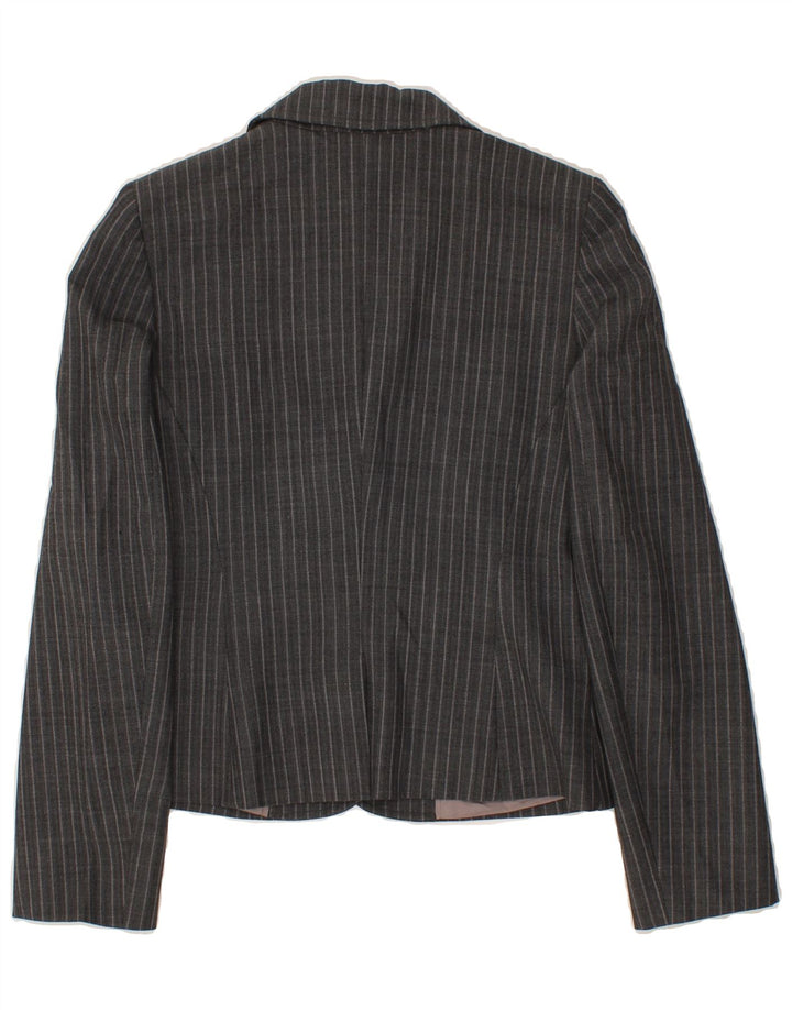 OASIS Womens 2 Button Blazer Jacket UK 10 Small Grey Pinstripe Virgin Wool Vintage Oasis and Second-Hand Oasis from Messina Hembry 