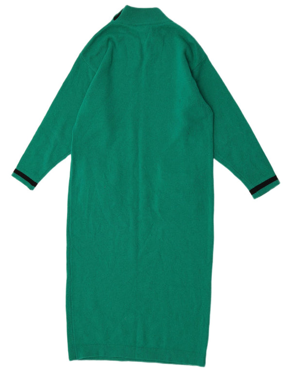 Женское платье-джемпер Stefanel UK 12, средний зеленый цвет с цветными блоками, натуральная шерсть