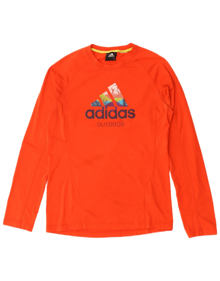 Мужской топ Adidas с длинным рукавом с рисунком, Великобритания 40/42, средний красный полиэстер