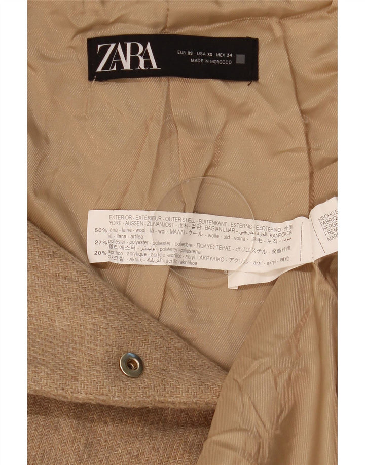 Женская куртка-бомбер с капюшоном Zara UK 6 XS, бежевая шерсть