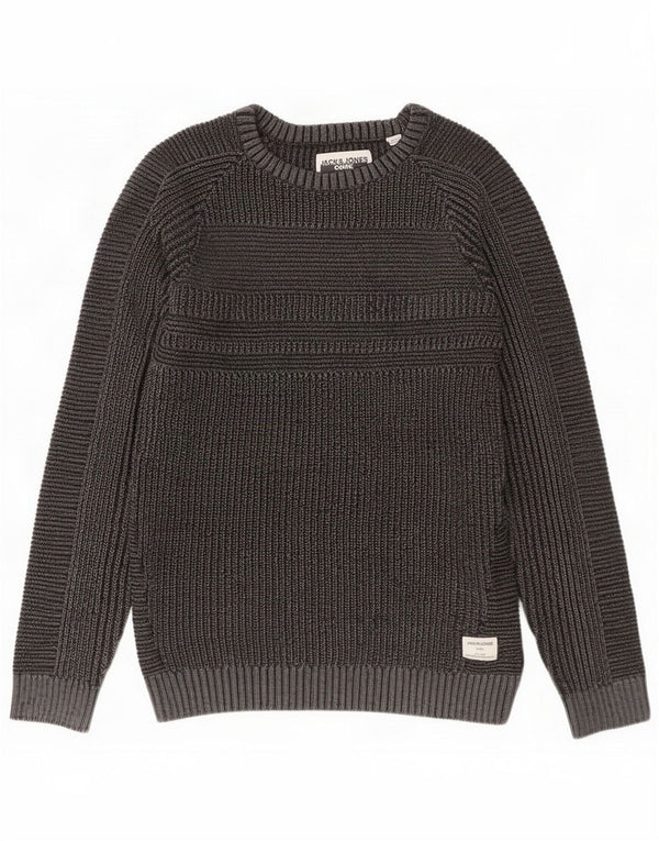 Мужской джемпер с вырезом лодочкой Jack & Jones, средний серый акрил в крапинку