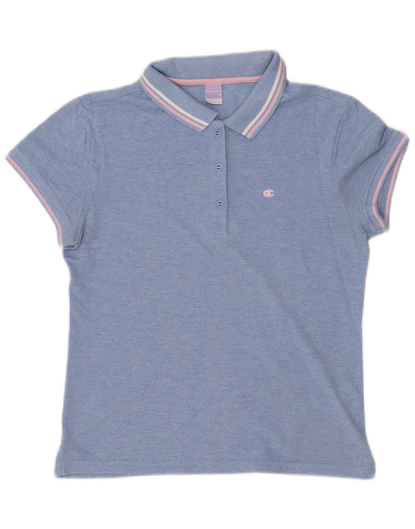 Champion Womens Heritage Fit Polo Shirt UK 18 XL Blue Cotton
