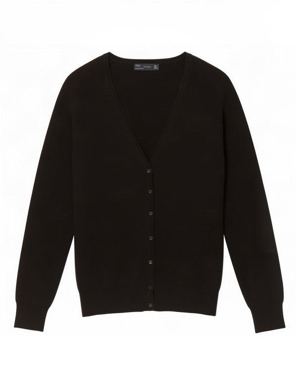 Женский кардиган Zara UK 14, большой черный хлопковый свитер