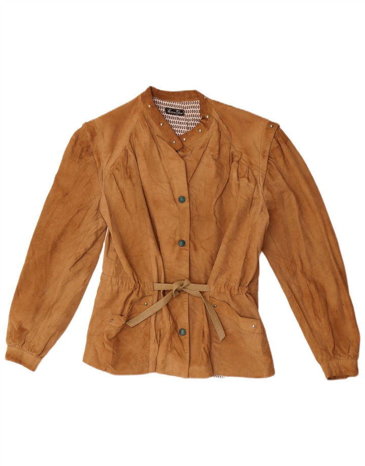 Винтажный женский замшевый бомбер IT 42 Medium Beige Leather