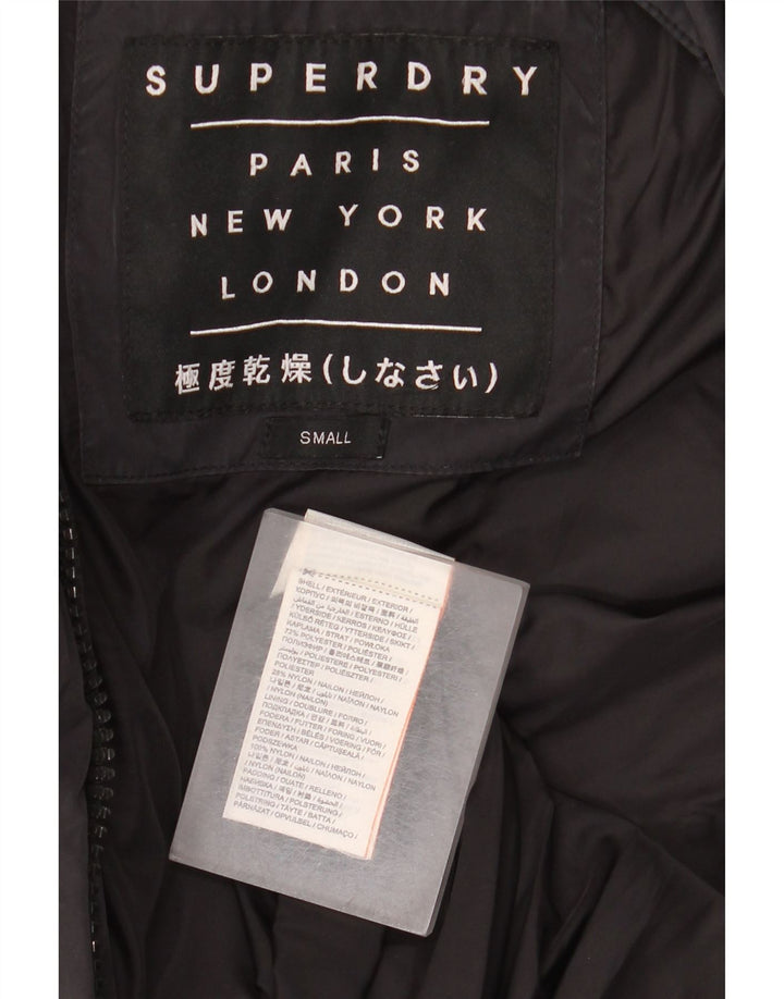 Женское длинное стеганое пальто с капюшоном Superdry UK 10, маленький серый полиэстер