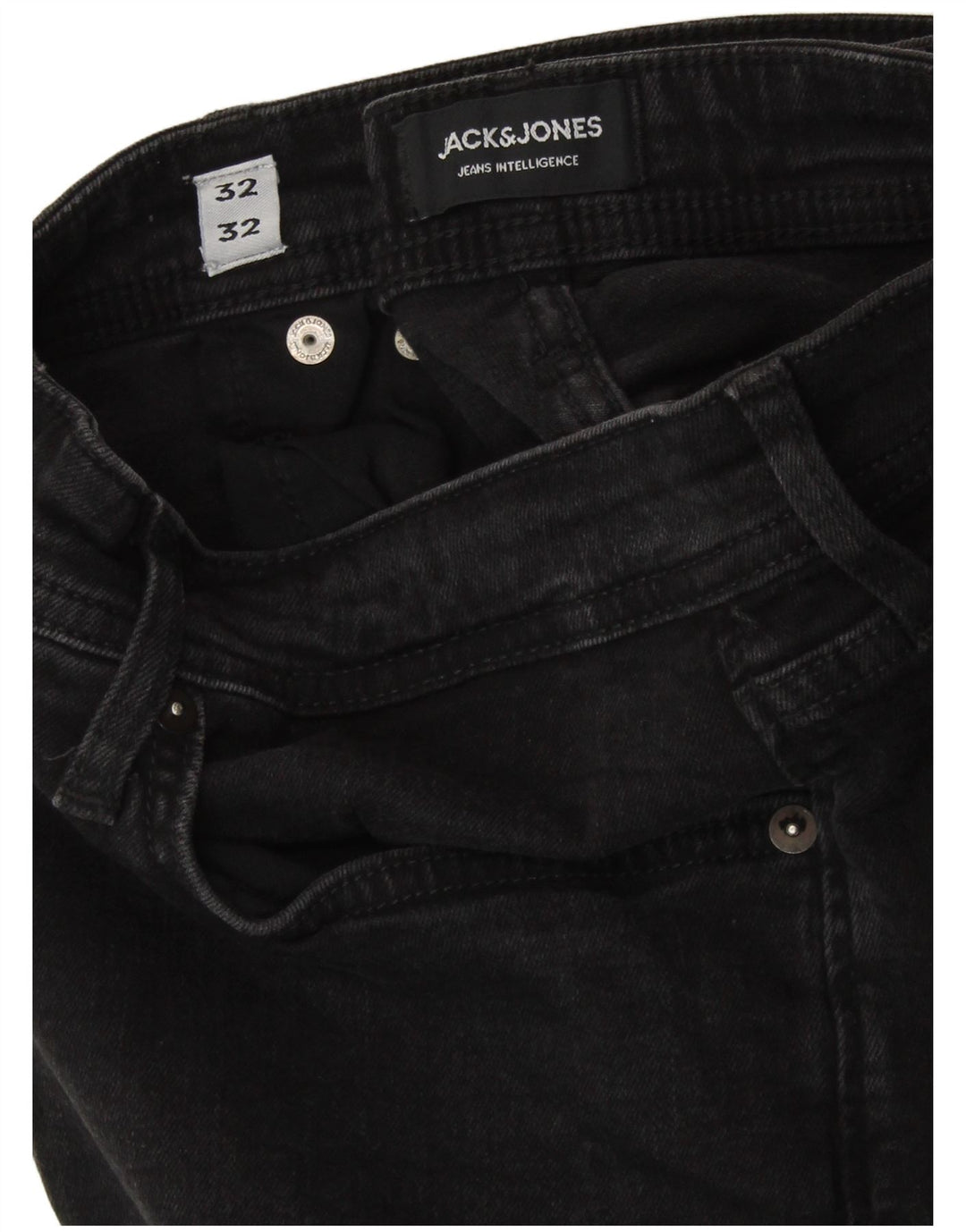 JACK & JONES Mens Straight Jeans W32 L32 Black Cotton