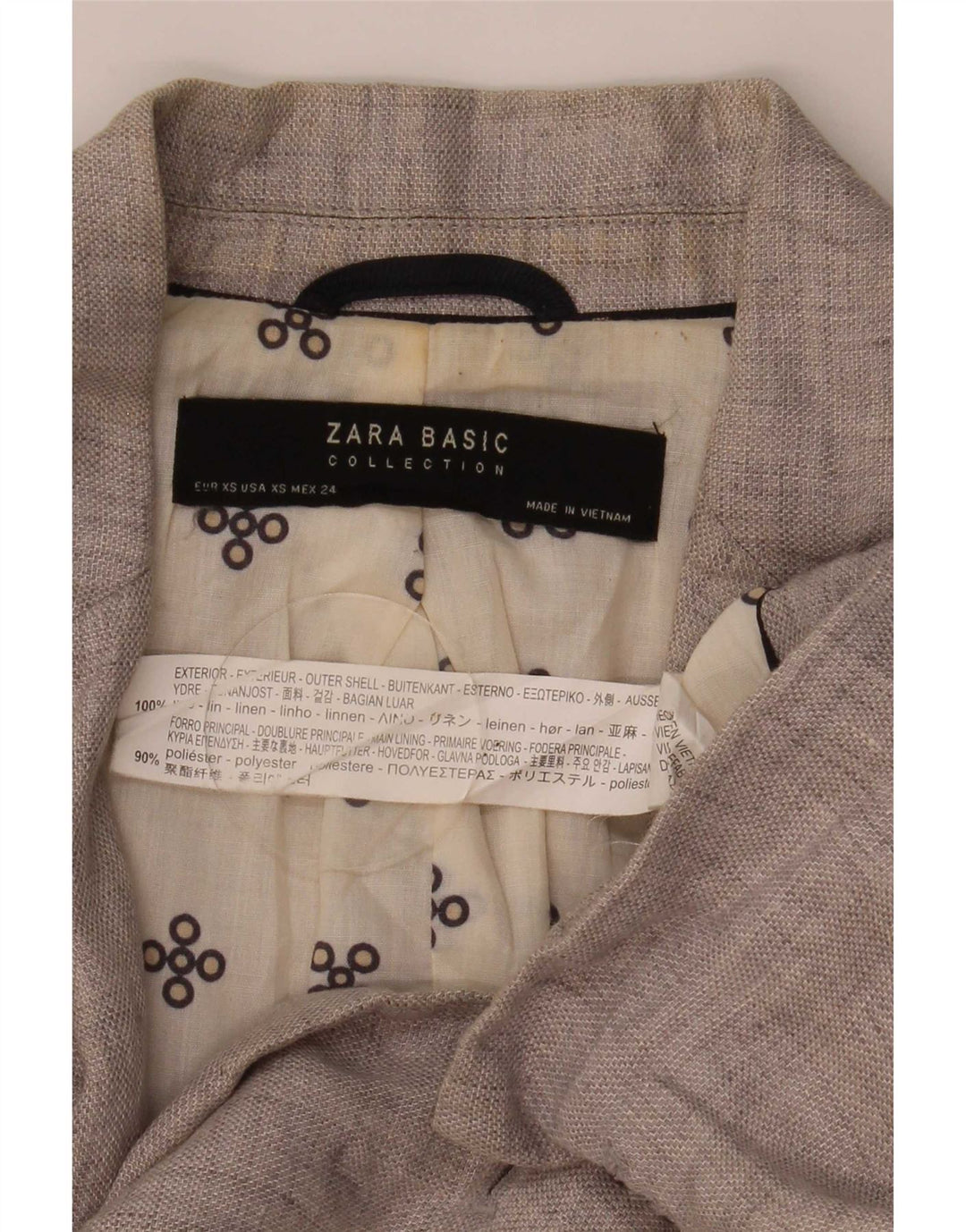 Женский пиджак Zara на 1 пуговице UK 6 XS Серый льняной пиджак