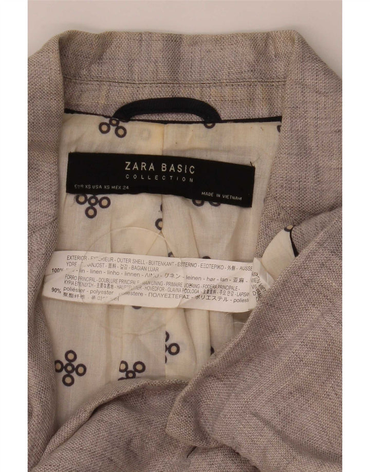 Женский пиджак Zara на 1 пуговице UK 6 XS Серый льняной пиджак