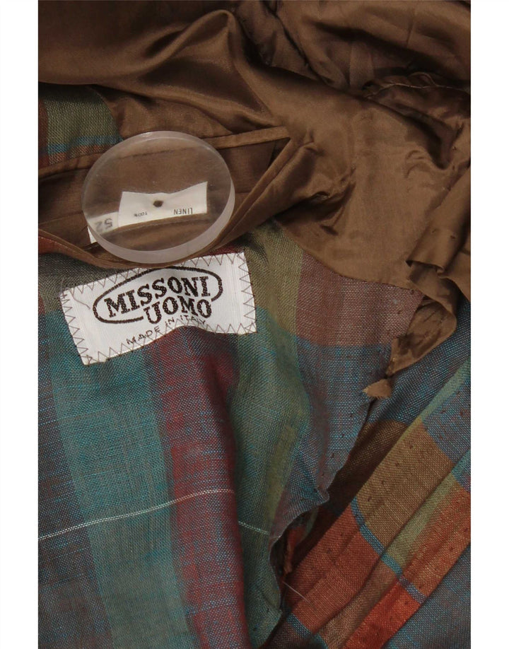Мужской пиджак Missoni на 1 пуговице IT 52 XL, льняная разноцветная клетка