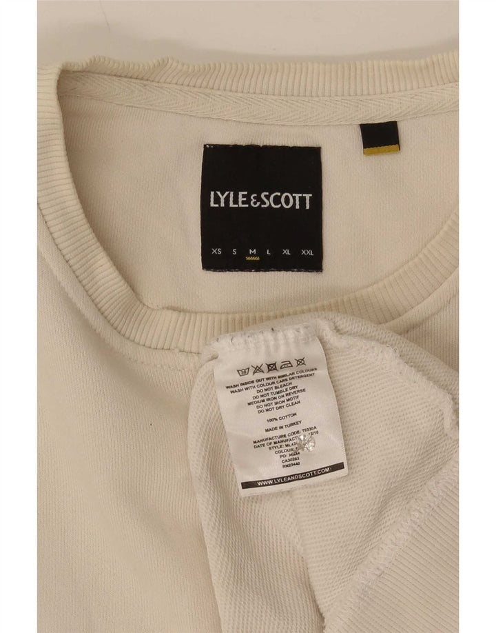 Мужской свитшот Lyle & Scott, хлопковый джемпер среднего размера, белого цвета