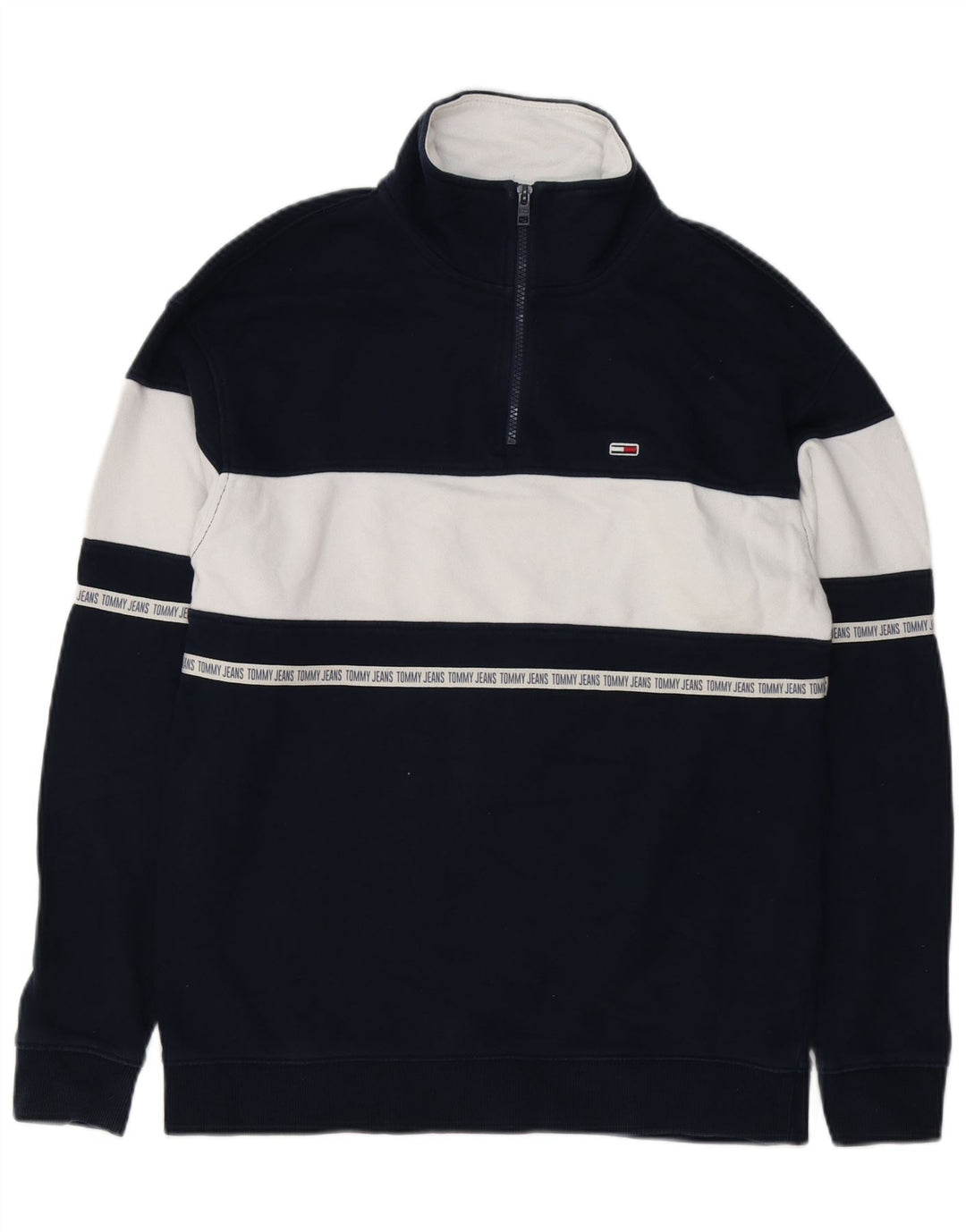 Мужской свитшот с рисунком Tommy Hilfiger, маленький темно-синий с цветными блоками