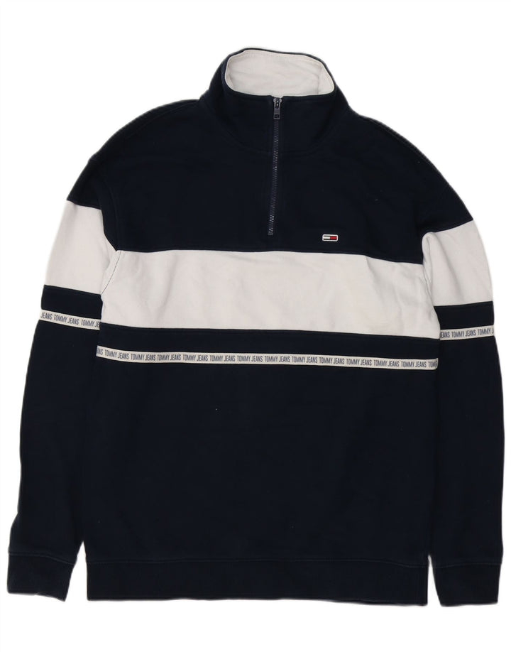 Мужской свитшот с рисунком Tommy Hilfiger, маленький темно-синий с цветными блоками