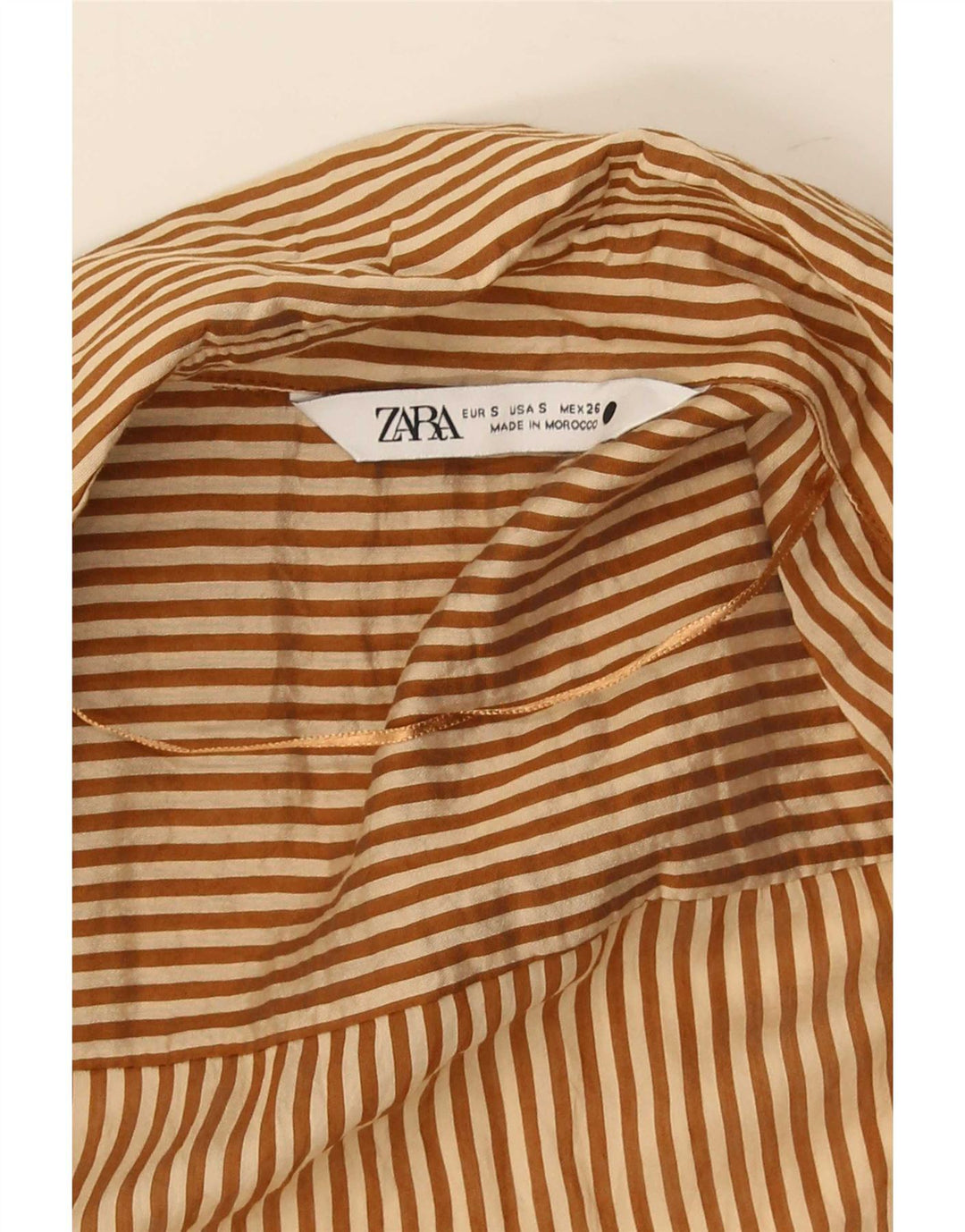 Женское платье-халат оверсайз Zara UK 10, маленькое коричневое в тонкую полоску