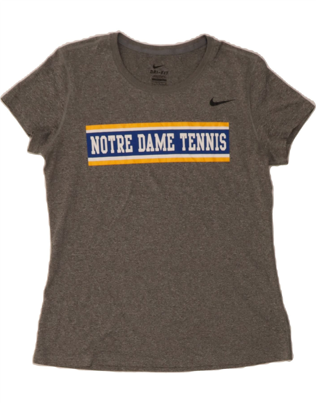 NIKE Womens Dri Fit Graphic T-Shirt Top UK 14 Large Grey Polyester Vintage Nike and Second-Hand Nike from Messina Hembry 