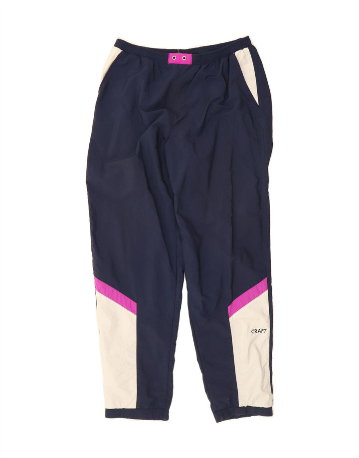 TACTEL Mens Tracksuit Trousers Joggers Large  Navy Blue Colourblock Vintage Tactel and Second-Hand Tactel from Messina Hembry 