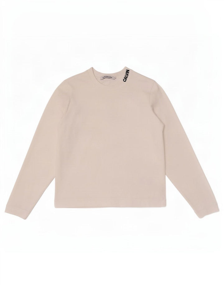 Женский топ с длинным рукавом Calvin Klein Jeans UK 10, маленький белый