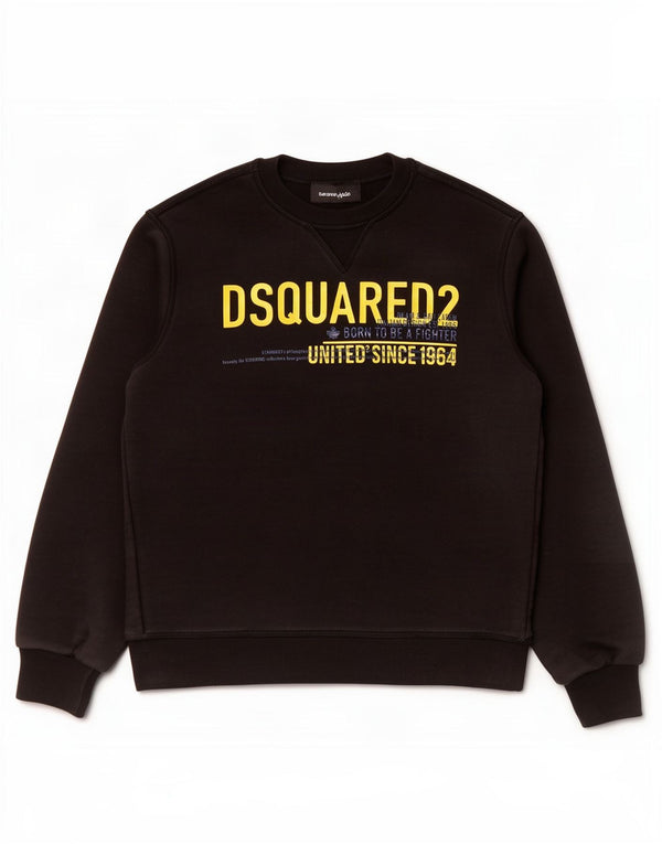 Свитшот с рисунком Dsquared2 для мальчиков, 9–10 лет, черный, хлопок