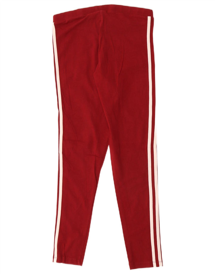 ADIDAS Womens Leggings UK 10 Small  Red Cotton