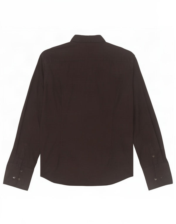 Мужская формальная рубашка приталенного кроя Hugo Boss, размер 43, 17 XL, черный хлопок