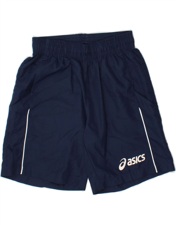 ASICS Boys Graphic Sport Shorts 7-8 Years  Navy Blue Polyester Vintage Asics and Second-Hand Asics from Messina Hembry 